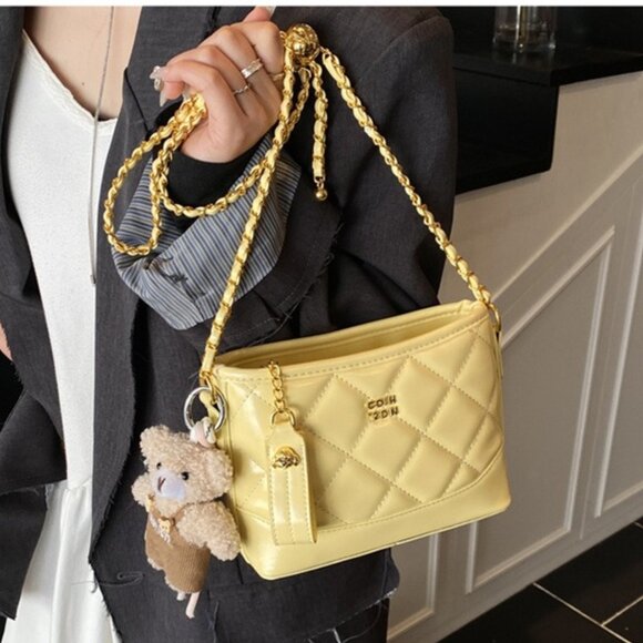 Quilted Chain Strap Mini Crossbody Bag w/Charm /Multiple colors available - Picture 1 of 14